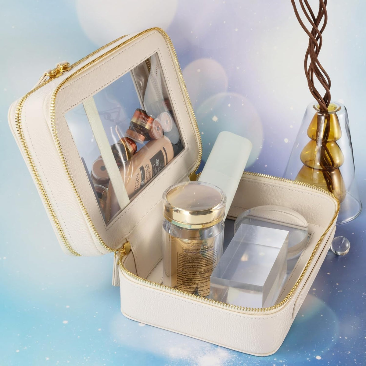 Clear Travel Toiletry bag Toiletry Case Carry on Travel Accessories Bag Makeup Bag(White, SHC-TL-2)