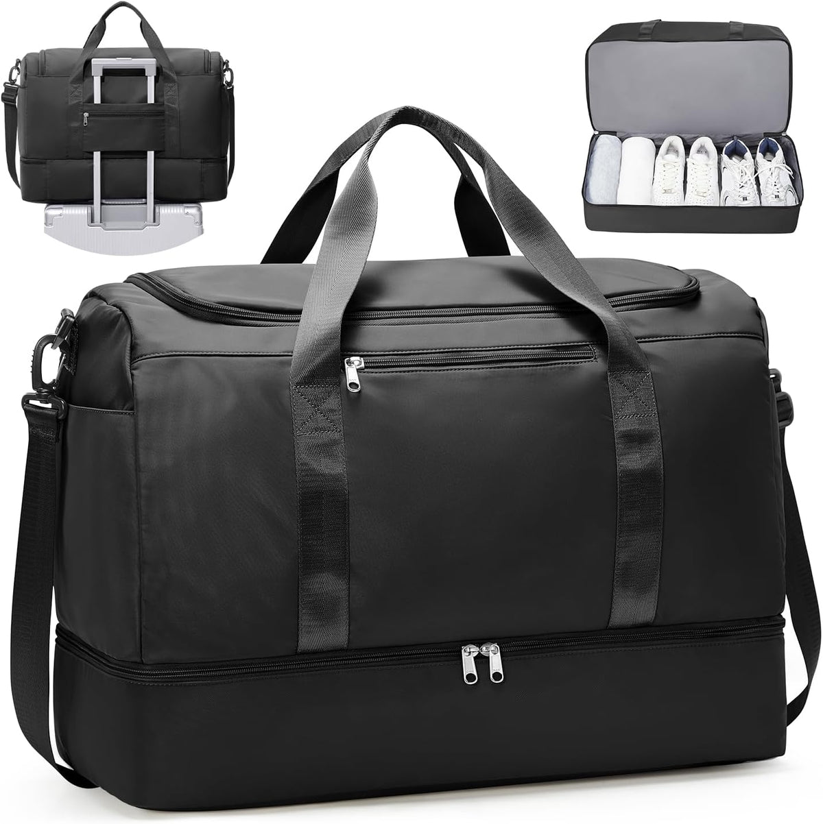 Travel Duffel Bag with Shoe Compartment, XL Weekender Bags for Women | Carry-On Overnight Bag for Gym Sports & Business Trips, Water-Resistant Hospital Bag for Labor and Delivery