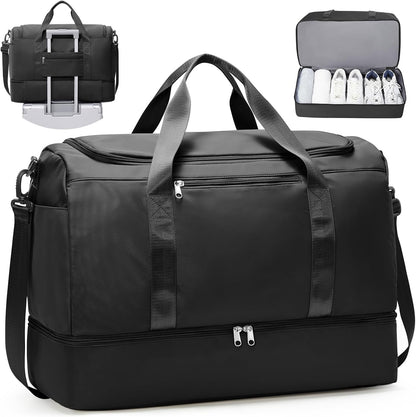Travel Duffel Bag with Shoe Compartment, XL Weekender Bags for Women | Carry-On Overnight Bag for Gym Sports & Business Trips, Water-Resistant Hospital Bag for Labor and Delivery