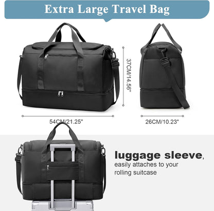 Travel Duffel Bag with Shoe Compartment, XL Weekender Bags for Women | Carry-On Overnight Bag for Gym Sports & Business Trips, Water-Resistant Hospital Bag for Labor and Delivery