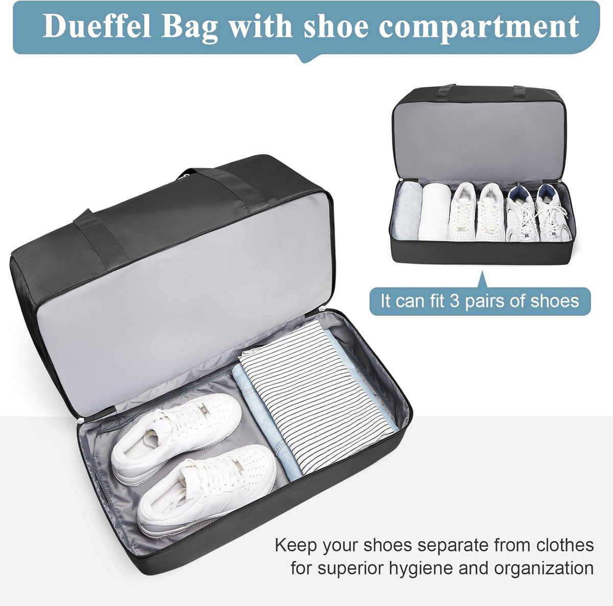Travel Duffel Bag with Shoe Compartment, XL Weekender Bags for Women | Carry-On Overnight Bag for Gym Sports & Business Trips, Water-Resistant Hospital Bag for Labor and Delivery