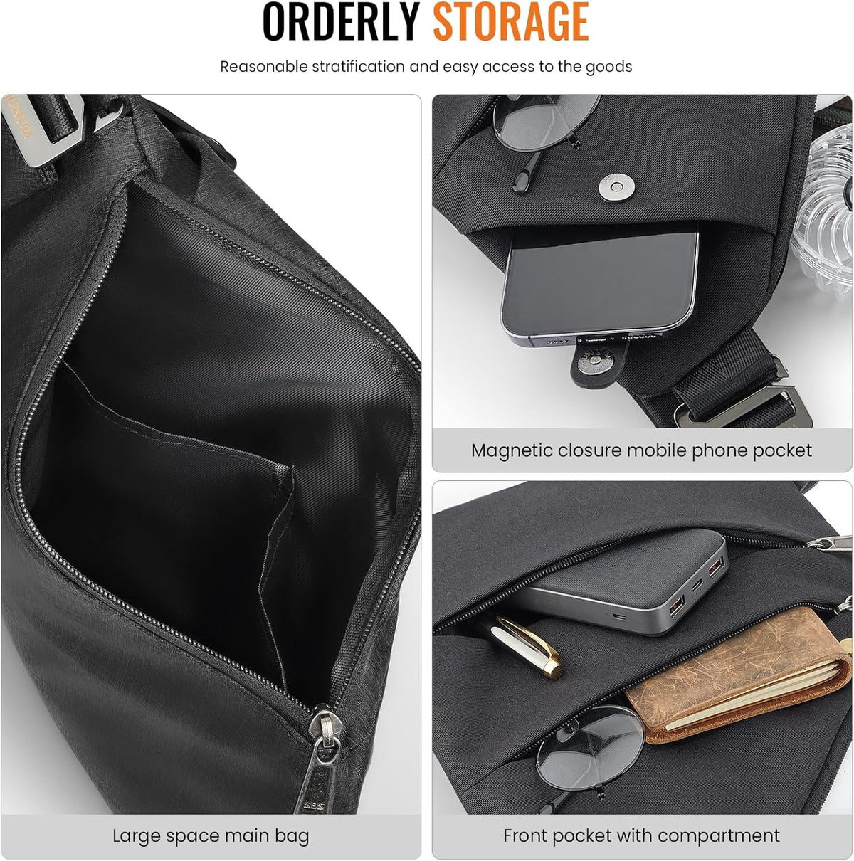 ® Anti Theft Crossbody Bag, Shoulder Bag Anti-theft Design for Travel, Sport, Work