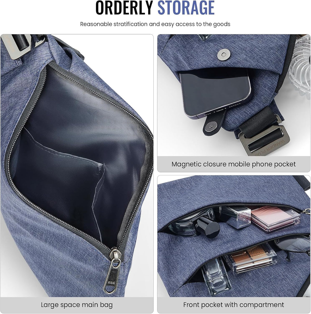 ® Anti Theft Crossbody Bag, Shoulder Bag Anti-theft Design for Travel, Sport, Work