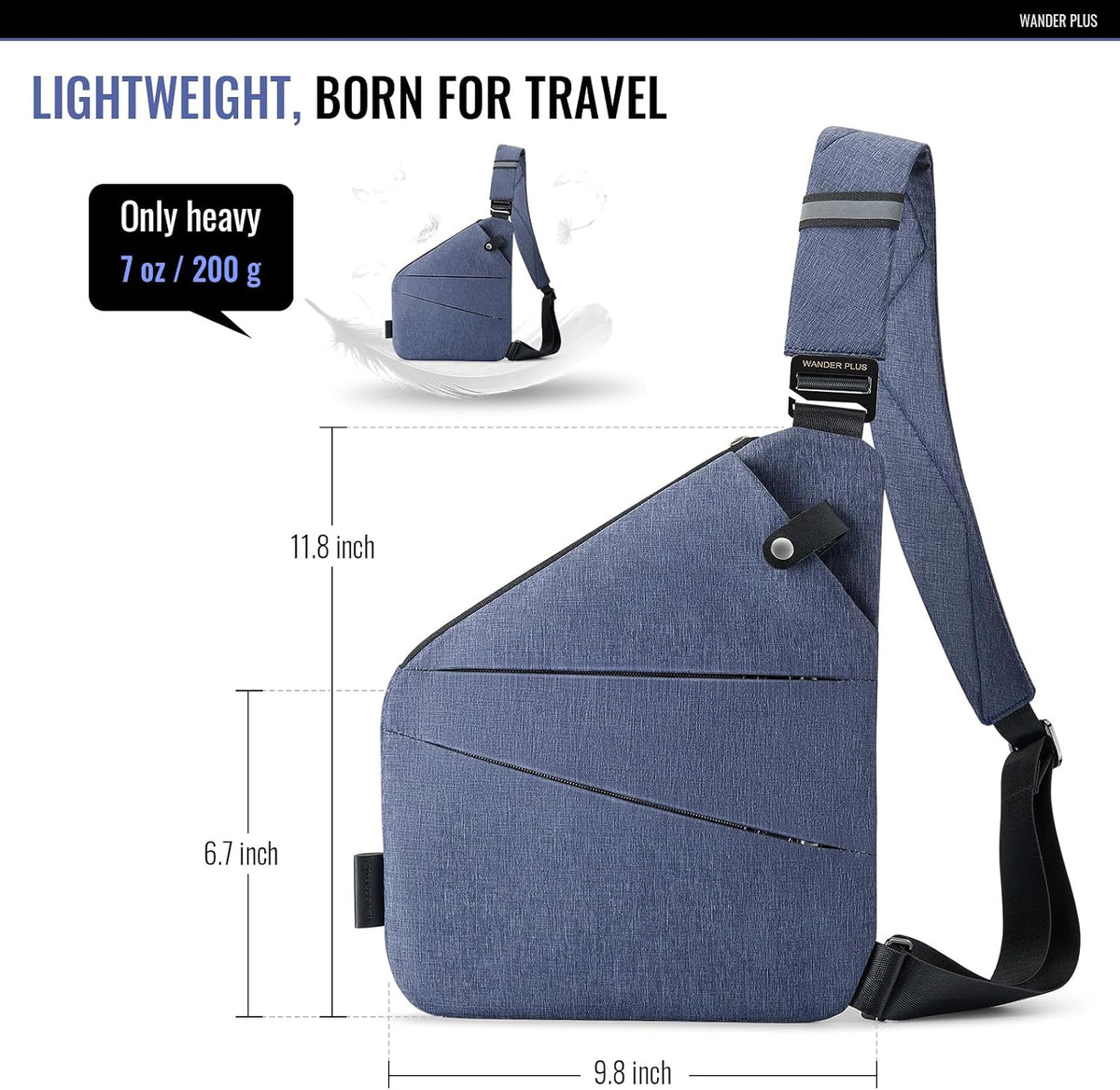 ® Anti Theft Crossbody Bag, Shoulder Bag Anti-theft Design for Travel, Sport, Work