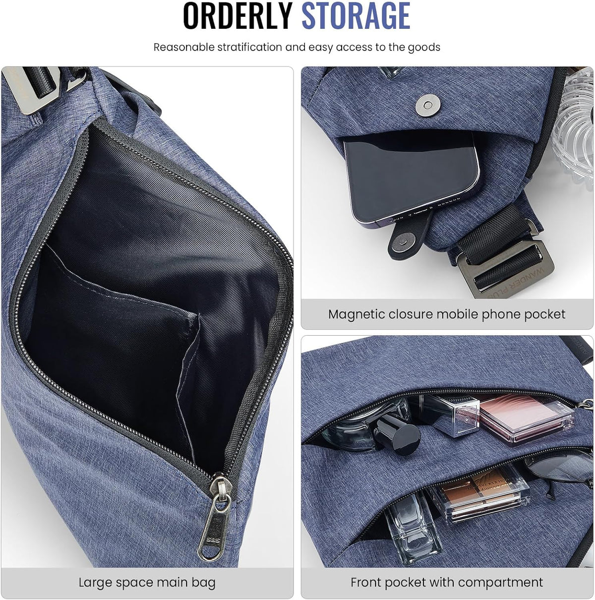 ® Anti Theft Crossbody Bag, Shoulder Bag Anti-theft Design for Travel, Sport, Work