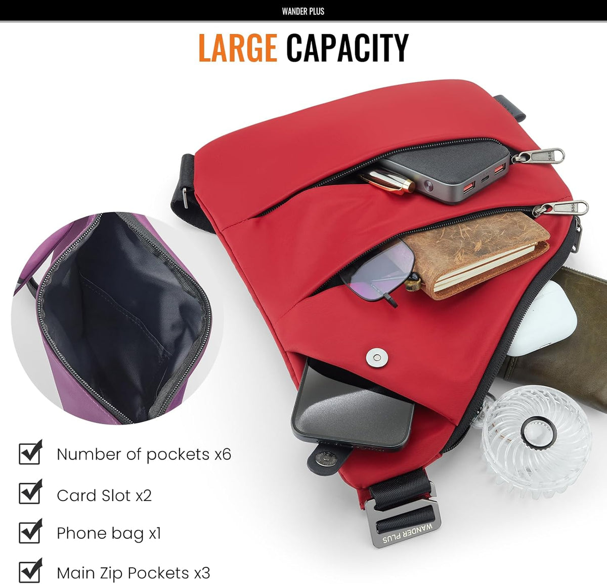 ® Anti Theft Crossbody Bag, Shoulder Bag Anti-theft Design for Travel, Sport, Work