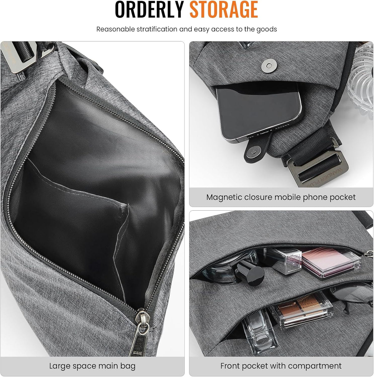 ® Anti Theft Crossbody Bag, Shoulder Bag Anti-theft Design for Travel, Sport, Work