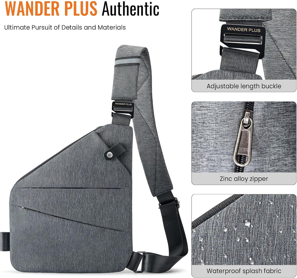 ® Anti Theft Crossbody Bag, Shoulder Bag Anti-theft Design for Travel, Sport, Work