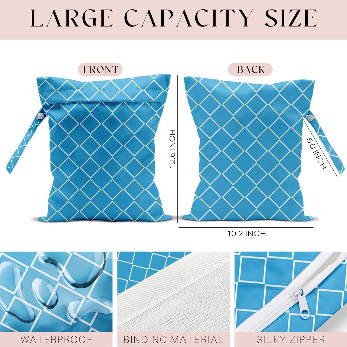 Wet Bag Wet Dry Bag for Swimsuit Travel Beach Pool Stroller Diapers Dirty Yoga Gym Clothes Waterproof Reusable