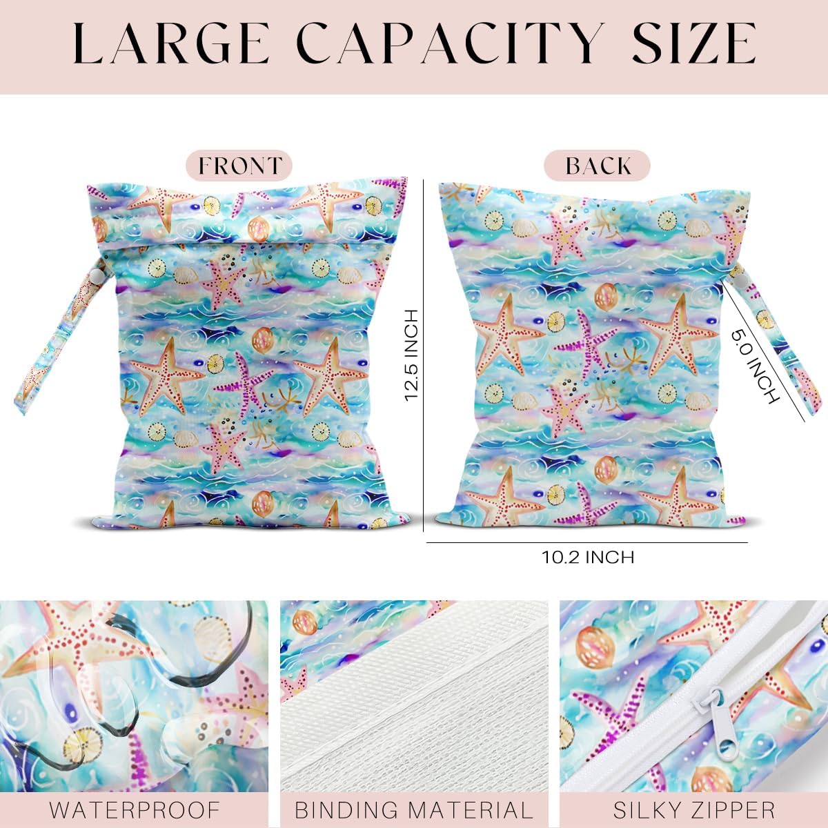 Wet Bag Wet Dry Bag for Swimsuit Travel Beach Pool Stroller Diapers Dirty Yoga Gym Clothes Waterproof Reusable