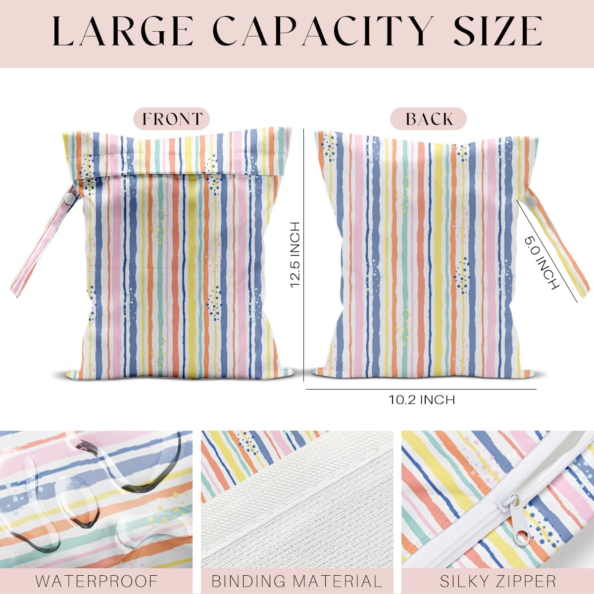 Wet Bag Wet Dry Bag for Swimsuit Travel Beach Pool Stroller Diapers Dirty Yoga Gym Clothes Waterproof Reusable