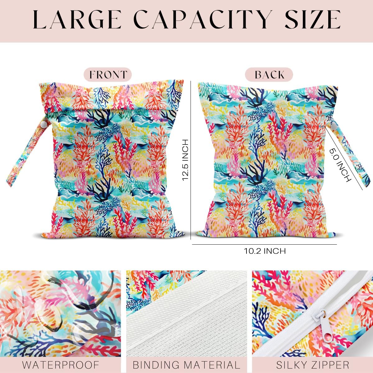 Wet Bag Wet Dry Bag for Swimsuit Travel Beach Pool Stroller Diapers Dirty Yoga Gym Clothes Waterproof Reusable