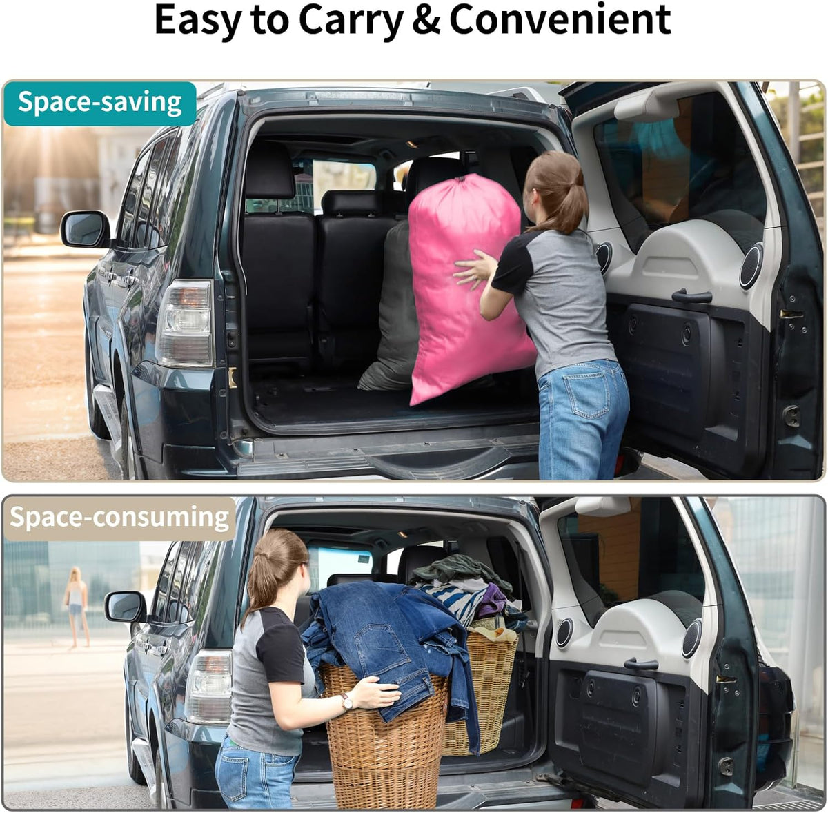Travel Laundry Bags - Dirty Clothes Travel Bag for Cruise, 24x36 in | Holds 4 Loads of Laundry, Drawstring Closure, Machine Washable, Fit Hamper Basket for College Dorm Ship Cabin Camp Essentials