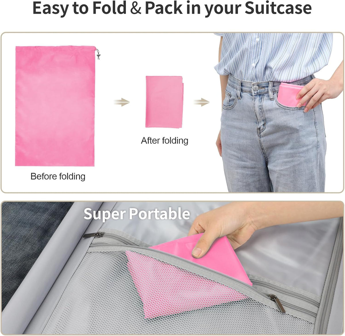 Travel Laundry Bags - Dirty Clothes Travel Bag for Cruise, 24x36 in | Holds 4 Loads of Laundry, Drawstring Closure, Machine Washable, Fit Hamper Basket for College Dorm Ship Cabin Camp Essentials