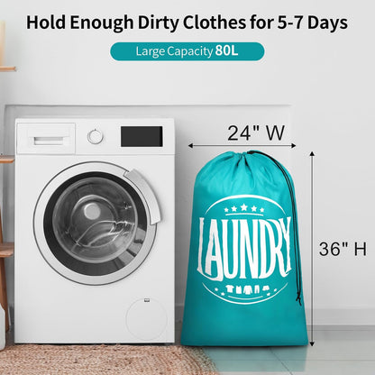 Travel Laundry Bags - Dirty Clothes Travel Bag for Cruise, 24x36 in | Holds 4 Loads of Laundry, Drawstring Closure, Machine Washable, Fit Hamper Basket for College Dorm Ship Cabin Camp Essentials