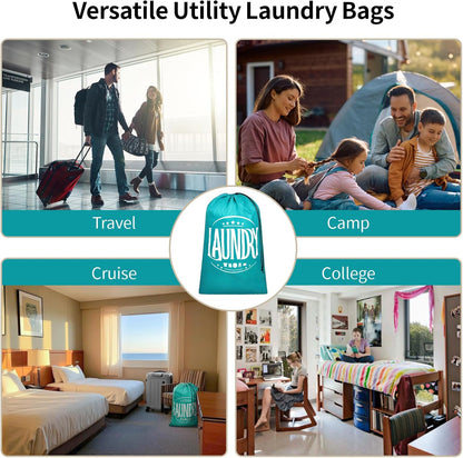 Travel Laundry Bags - Dirty Clothes Travel Bag for Cruise, 24x36 in | Holds 4 Loads of Laundry, Drawstring Closure, Machine Washable, Fit Hamper Basket for College Dorm Ship Cabin Camp Essentials