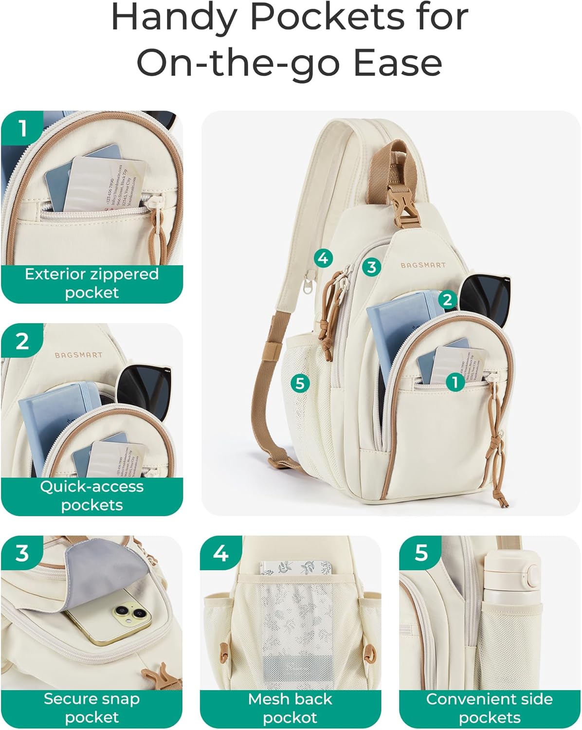 Small Crossbody Sling Bag for Men Women, Small Sling Backpack Shoulder Bag, Anti-Theft Chest Daypack