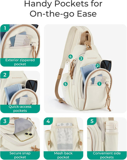 Small Crossbody Sling Bag for Men Women, Small Sling Backpack Shoulder Bag, Anti-Theft Chest Daypack