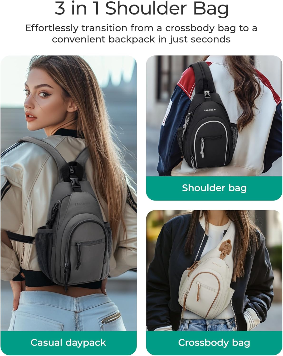 Small Crossbody Sling Bag for Men Women, Small Sling Backpack Shoulder Bag, Anti-Theft Chest Daypack