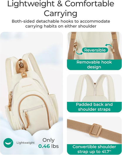 Small Crossbody Sling Bag for Men Women, Small Sling Backpack Shoulder Bag, Anti-Theft Chest Daypack