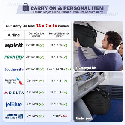 Underseat Carry On Luggage with Wheels, 16-inch Airline Approved Luggage Lightweight Softside Underseater Travel Suitcases Durable Overnight Bag Rolling Carry-on Bag for Women Men, Black