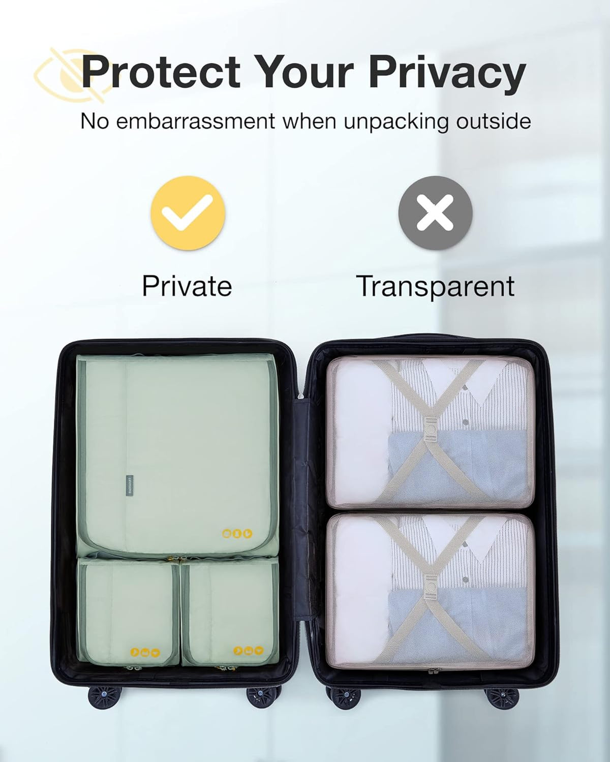 Keep Shape Packing Cubes for Travel, 6 Set Travel Cubes for Packing, Lightweight Suitcase Organizer Bags Set for Travel Essentials