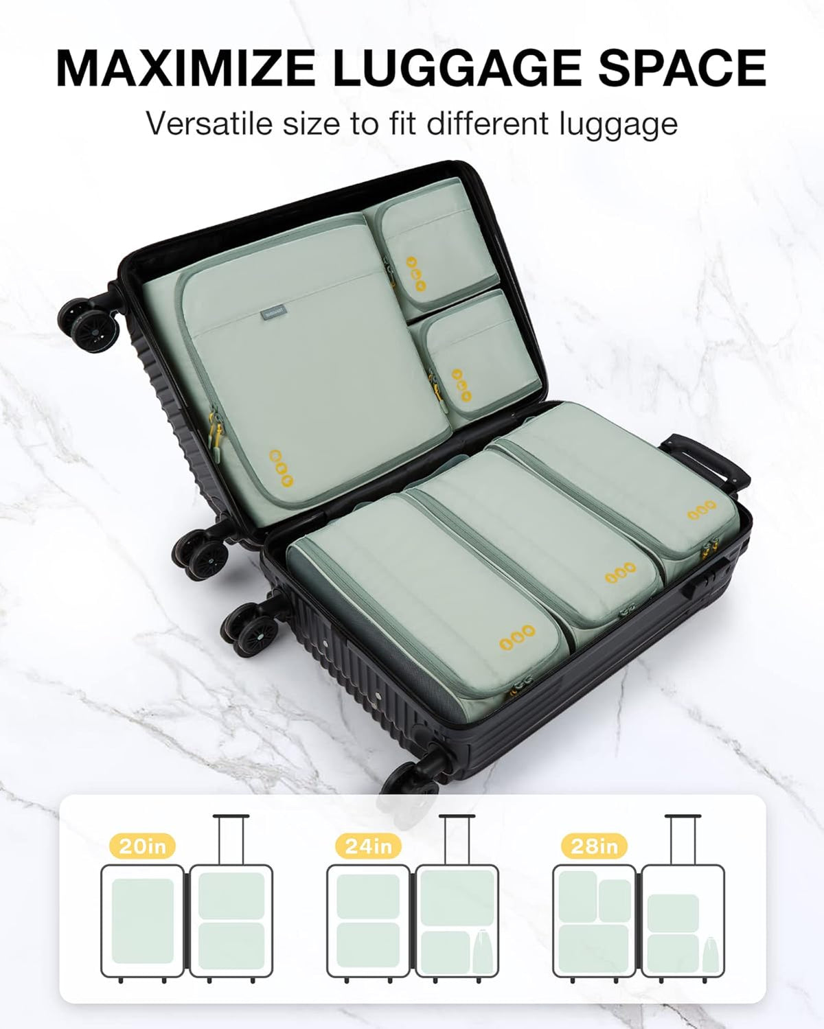 Keep Shape Packing Cubes for Travel, 6 Set Travel Cubes for Packing, Lightweight Suitcase Organizer Bags Set for Travel Essentials