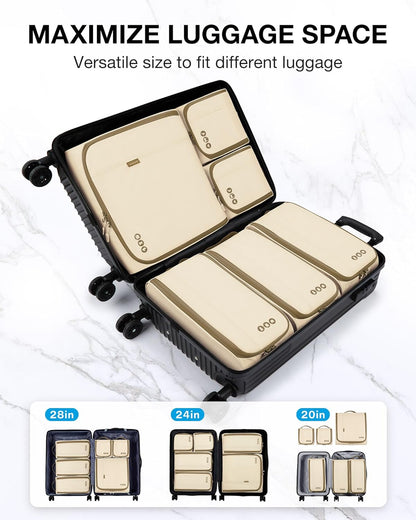 Keep Shape Packing Cubes for Travel, 6 Set Travel Cubes for Packing, Lightweight Suitcase Organizer Bags Set for Travel Essentials