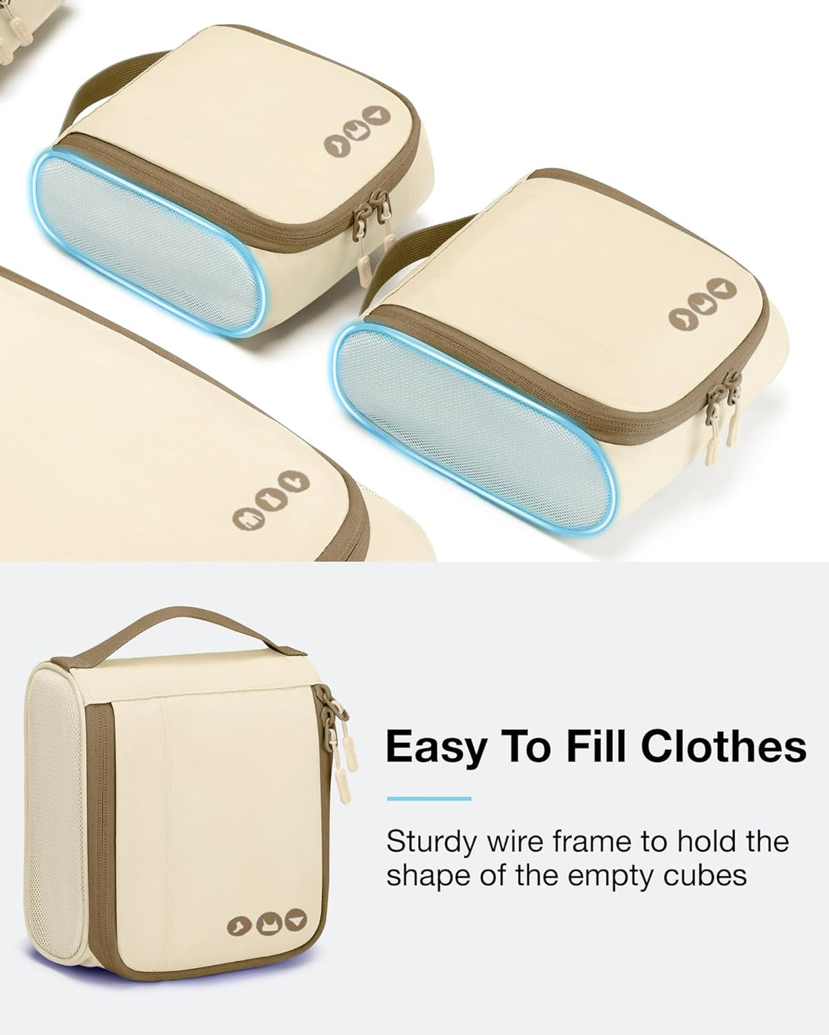 Keep Shape Packing Cubes for Travel, 6 Set Travel Cubes for Packing, Lightweight Suitcase Organizer Bags Set for Travel Essentials