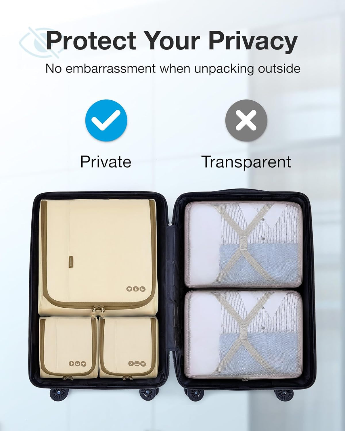 Keep Shape Packing Cubes for Travel, 6 Set Travel Cubes for Packing, Lightweight Suitcase Organizer Bags Set for Travel Essentials