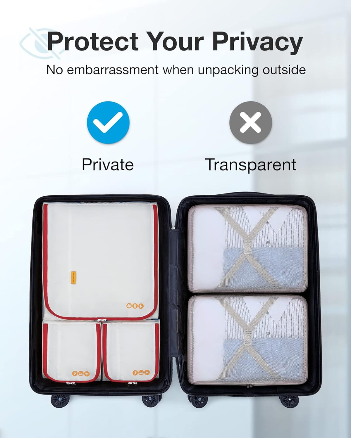 Keep Shape Packing Cubes for Travel, 6 Set Travel Cubes for Packing, Lightweight Suitcase Organizer Bags Set for Travel Essentials