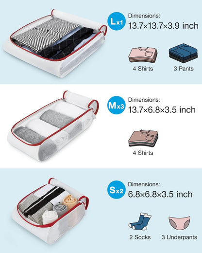 Keep Shape Packing Cubes for Travel, 6 Set Travel Cubes for Packing, Lightweight Suitcase Organizer Bags Set for Travel Essentials