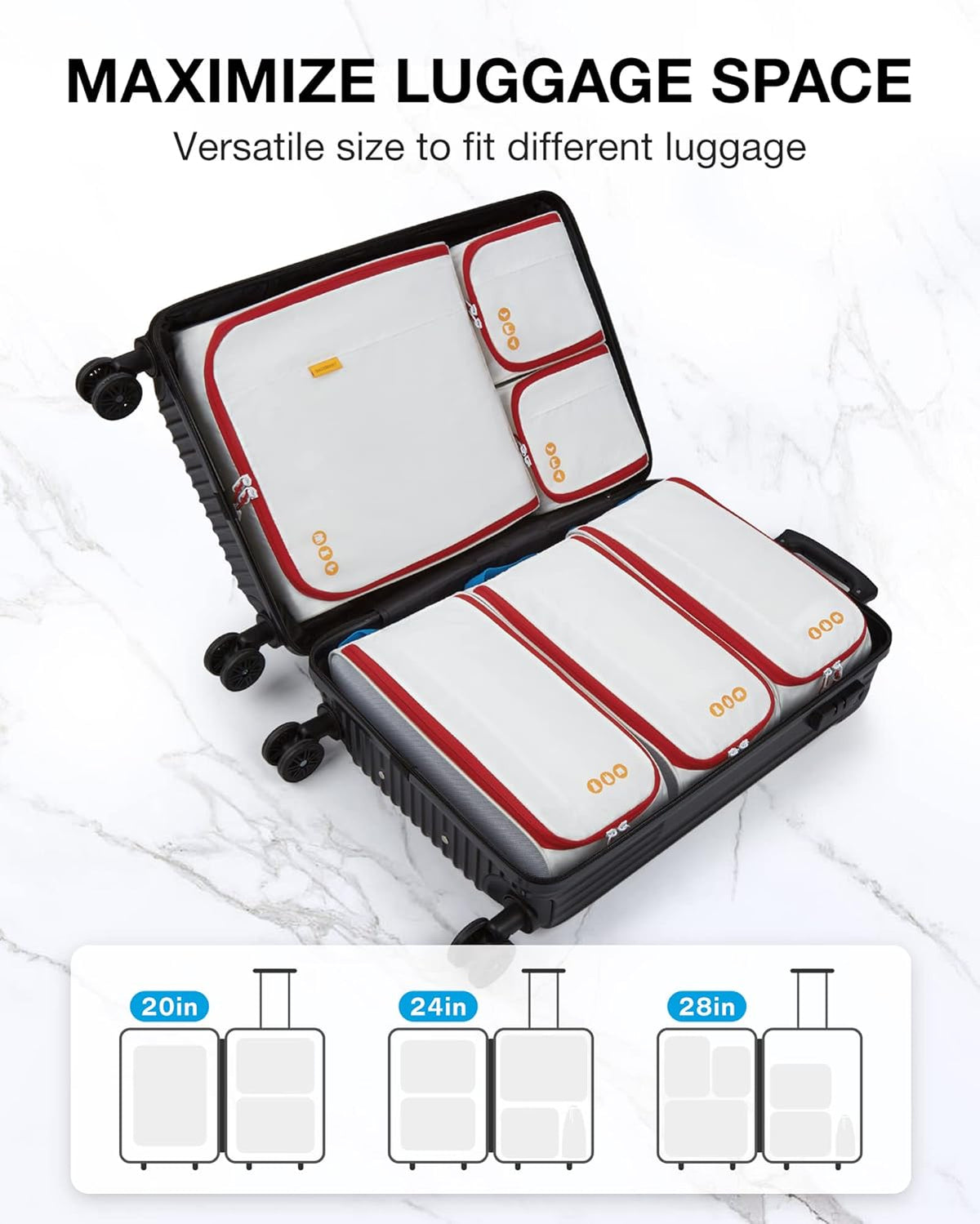 Keep Shape Packing Cubes for Travel, 6 Set Travel Cubes for Packing, Lightweight Suitcase Organizer Bags Set for Travel Essentials