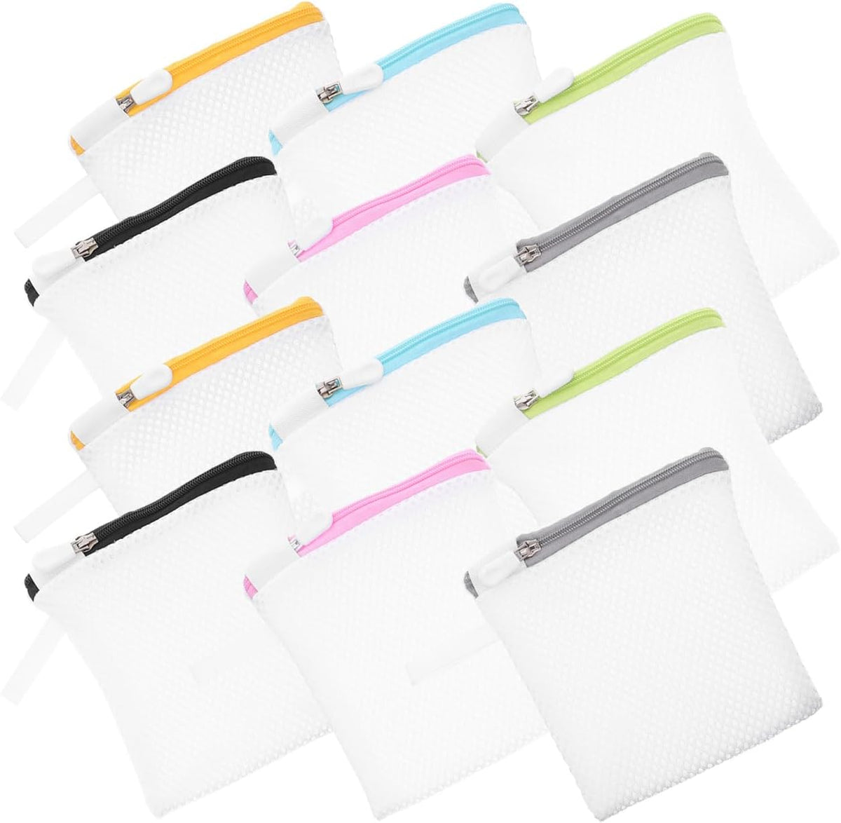 12PCS Small Mesh Laundry Bags with Zipper: Lingerie Bags for Washing Delicates Foldable Garment Pouch for Underwear Socks Bra Pants Traval Home Washing Machine Accessory