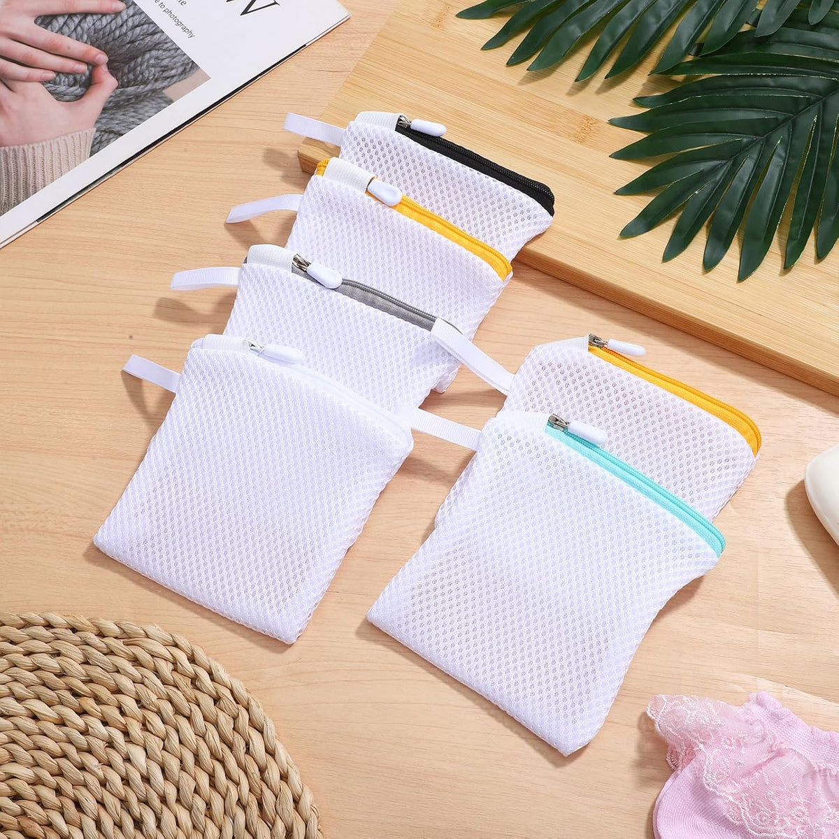 12PCS Small Mesh Laundry Bags with Zipper: Lingerie Bags for Washing Delicates Foldable Garment Pouch for Underwear Socks Bra Pants Traval Home Washing Machine Accessory