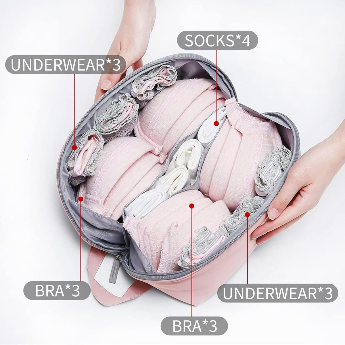 iN. Large Packing Organizer Bra Underwear Storage Bag Travel Lingerie Pouch Organizer Portable Grey