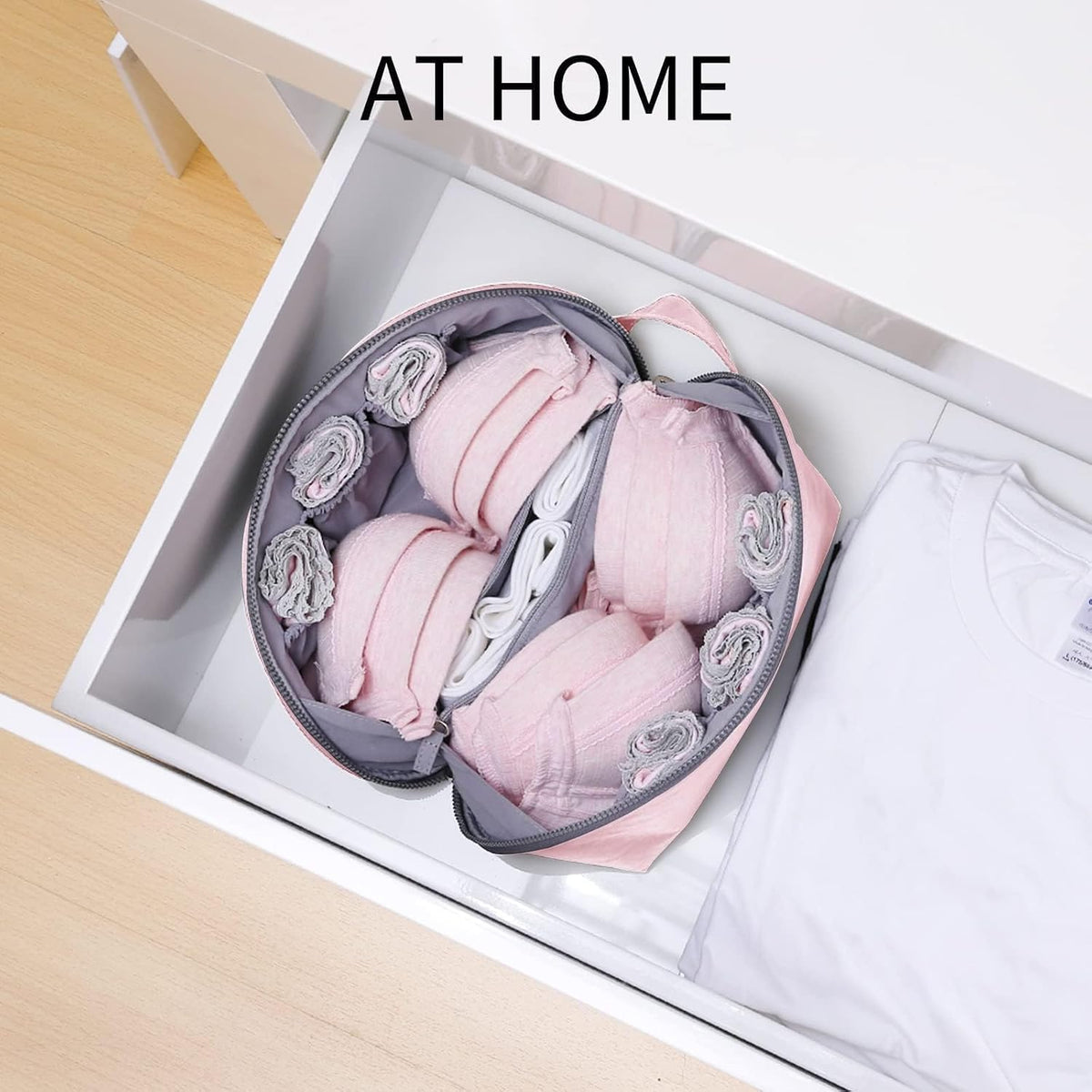 iN. Large Packing Organizer Bra Underwear Storage Bag Travel Lingerie Pouch Organizer Portable Grey