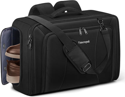 Convertible Carry on Garment Bag, Duffel Bag with Backpack Straps | Hanging Suit Carrier, Shoe Compartment, 15.6 Laptop Bag, Business Suitcase, Wrinkle Free Suit Carrier Luggage