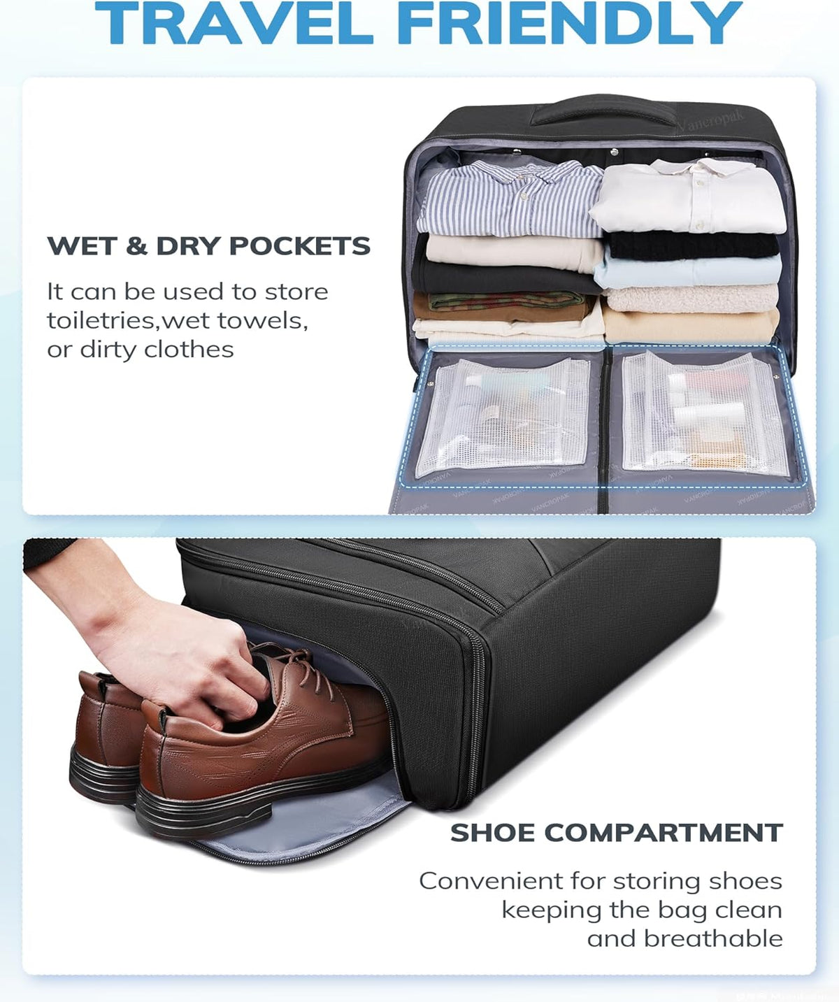 Convertible Carry on Garment Bag, Duffel Bag with Backpack Straps | Hanging Suit Carrier, Shoe Compartment, 15.6 Laptop Bag, Business Suitcase, Wrinkle Free Suit Carrier Luggage