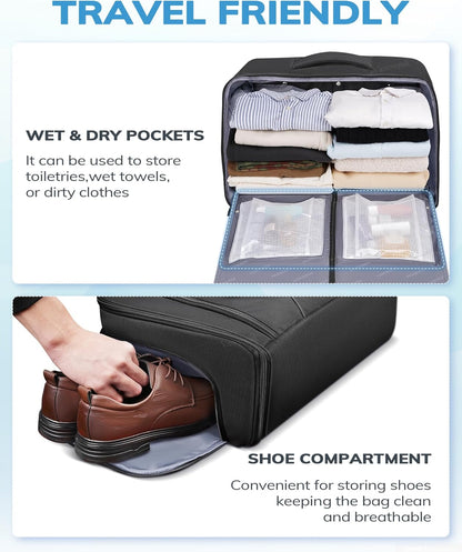 Convertible Carry on Garment Bag, Duffel Bag with Backpack Straps | Hanging Suit Carrier, Shoe Compartment, 15.6 Laptop Bag, Business Suitcase, Wrinkle Free Suit Carrier Luggage
