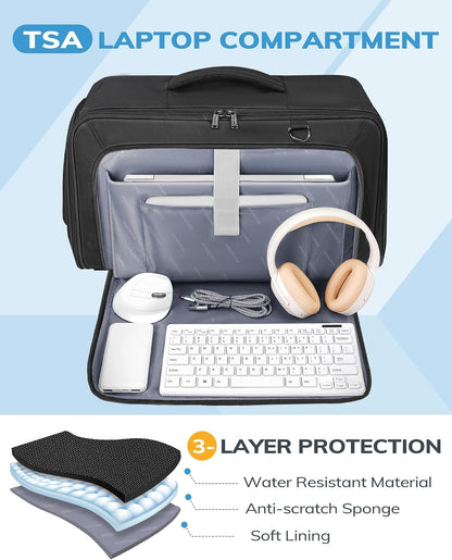 Convertible Carry on Garment Bag, Duffel Bag with Backpack Straps | Hanging Suit Carrier, Shoe Compartment, 15.6 Laptop Bag, Business Suitcase, Wrinkle Free Suit Carrier Luggage