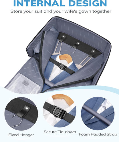 Convertible Carry on Garment Bag, Duffel Bag with Backpack Straps | Hanging Suit Carrier, Shoe Compartment, 15.6 Laptop Bag, Business Suitcase, Wrinkle Free Suit Carrier Luggage