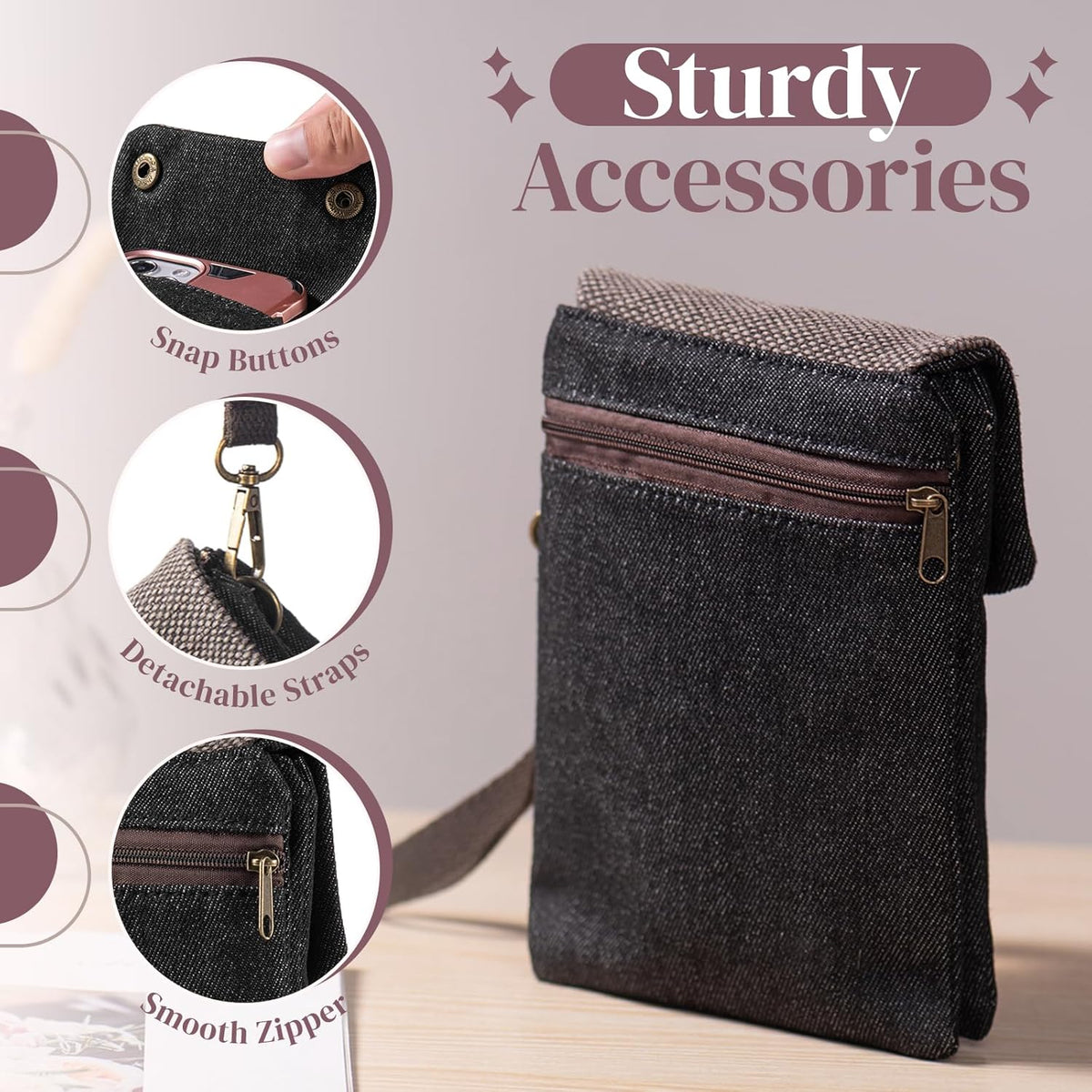 Small Crossbody Purse for Women Cell Phone Shoulder Handbag Wristlet Wallet | Crossbody Bag with Shoulder Strap Wrist Strap, Shoulder Bag for Traveling Shopping Commute, Canvas Passport Cell Phone Pouch