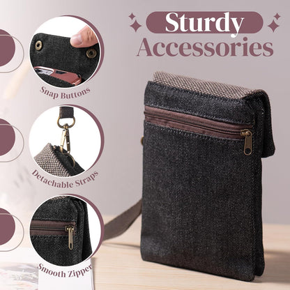Small Crossbody Purse for Women Cell Phone Shoulder Handbag Wristlet Wallet | Crossbody Bag with Shoulder Strap Wrist Strap, Shoulder Bag for Traveling Shopping Commute, Canvas Passport Cell Phone Pouch