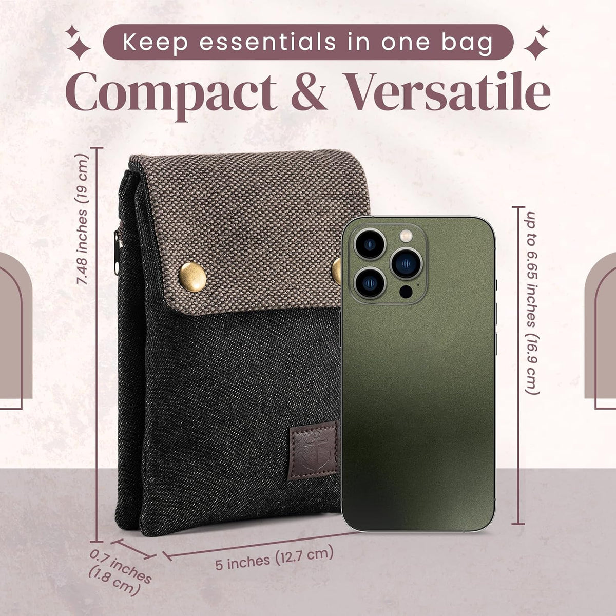 Small Crossbody Purse for Women Cell Phone Shoulder Handbag Wristlet Wallet | Crossbody Bag with Shoulder Strap Wrist Strap, Shoulder Bag for Traveling Shopping Commute, Canvas Passport Cell Phone Pouch