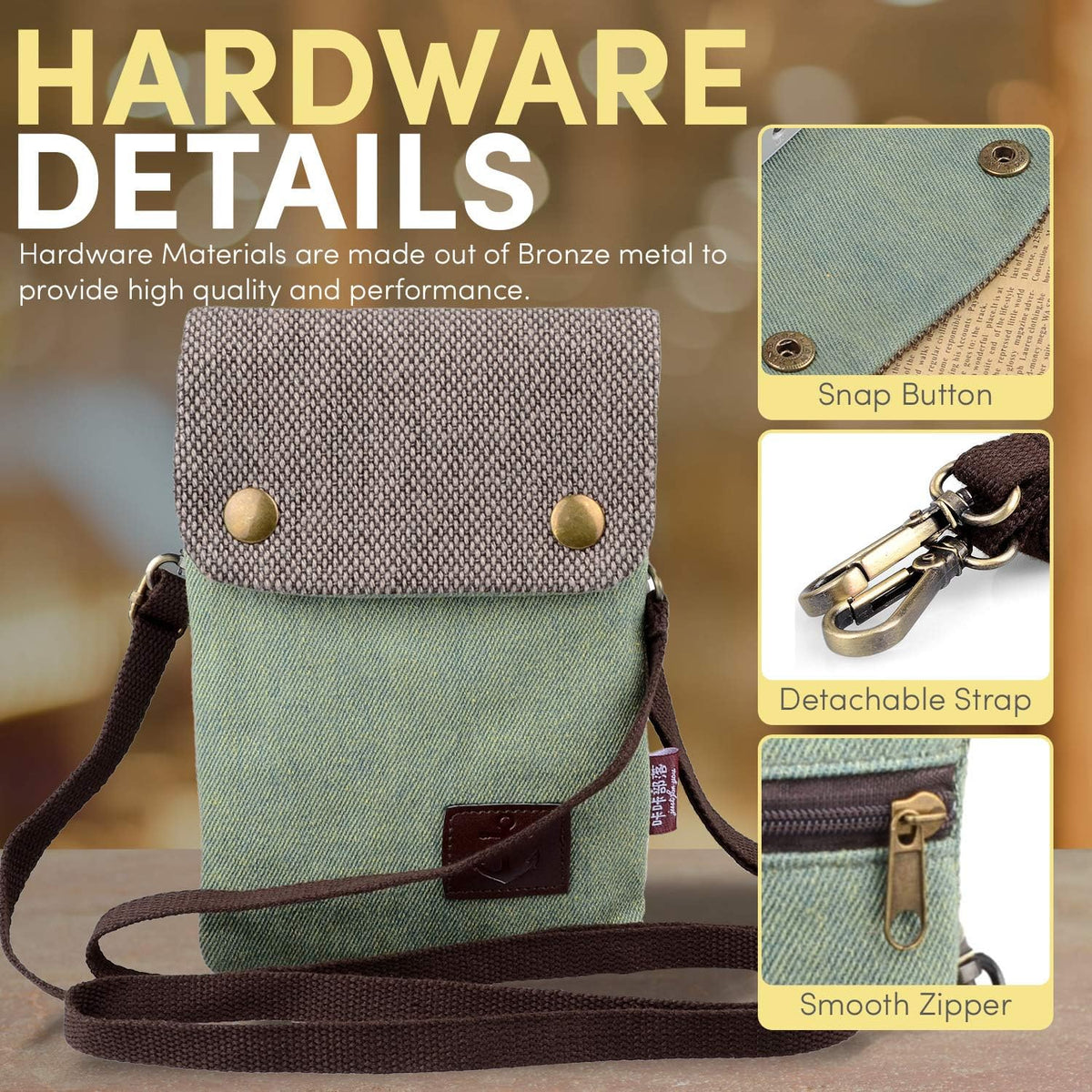 Small Crossbody Purse for Women Cell Phone Shoulder Handbag Wristlet Wallet | Crossbody Bag with Shoulder Strap Wrist Strap, Shoulder Bag for Traveling Shopping Commute, Canvas Passport Cell Phone Pouch