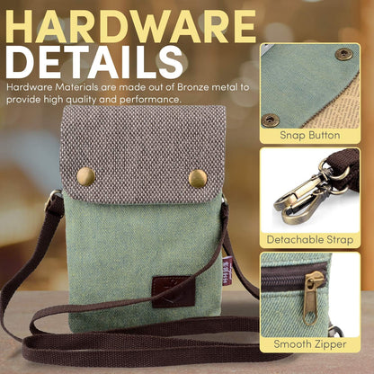 Small Crossbody Purse for Women Cell Phone Shoulder Handbag Wristlet Wallet | Crossbody Bag with Shoulder Strap Wrist Strap, Shoulder Bag for Traveling Shopping Commute, Canvas Passport Cell Phone Pouch