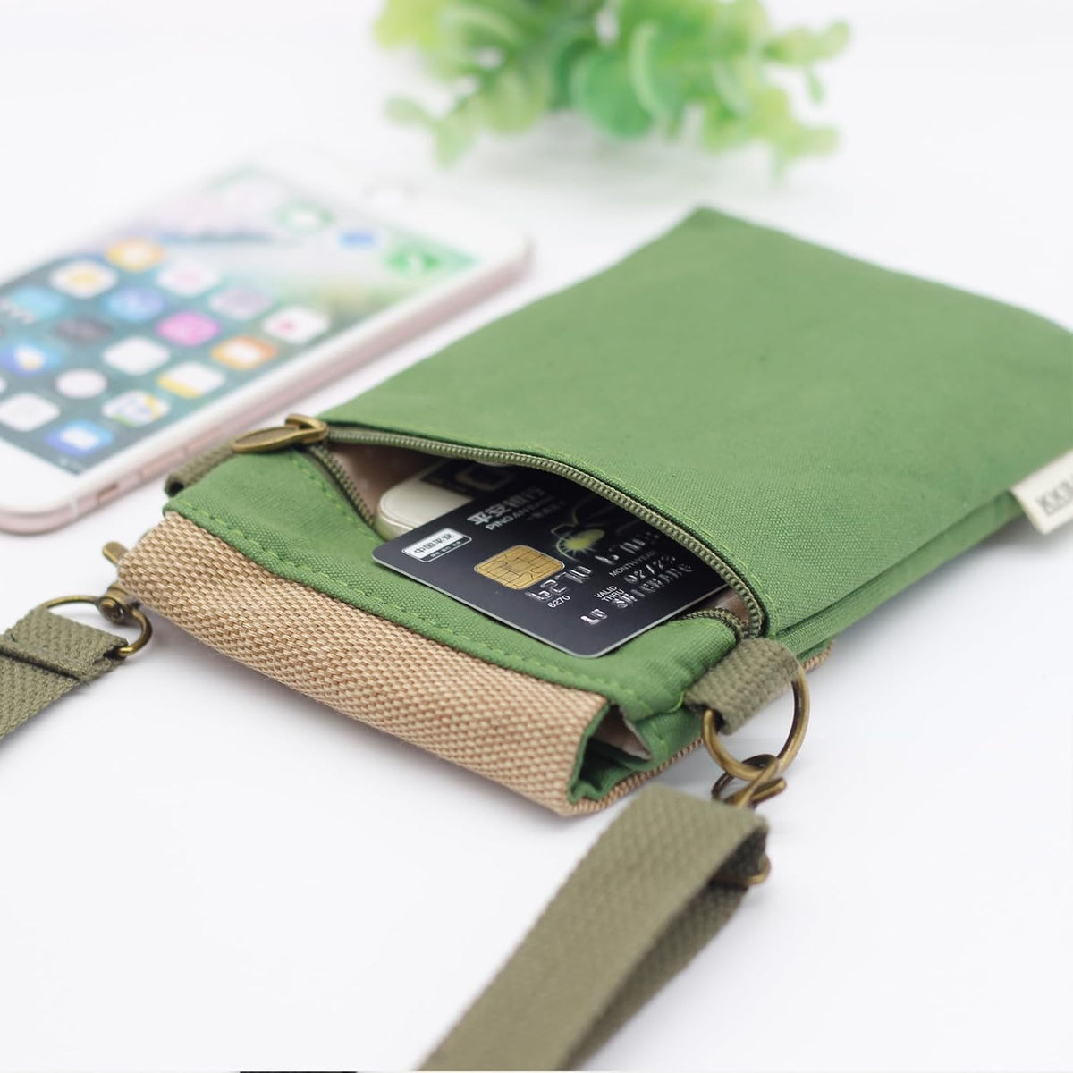 Small Crossbody Purse for Women Cell Phone Shoulder Handbag Wristlet Wallet | Crossbody Bag with Shoulder Strap Wrist Strap, Shoulder Bag for Traveling Shopping Commute, Canvas Passport Cell Phone Pouch