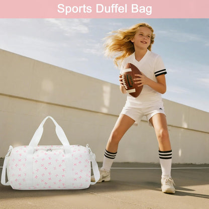 Duffle Bag for Girls Kids Gym Sports Women Workout Travel Bag Weekender with Shoe Compartment and Wet Pocket (Blue)