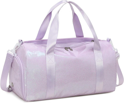 Duffle Bag for Girls Kids Gym Sports Women Workout Travel Bag Weekender with Shoe Compartment and Wet Pocket (Blue)